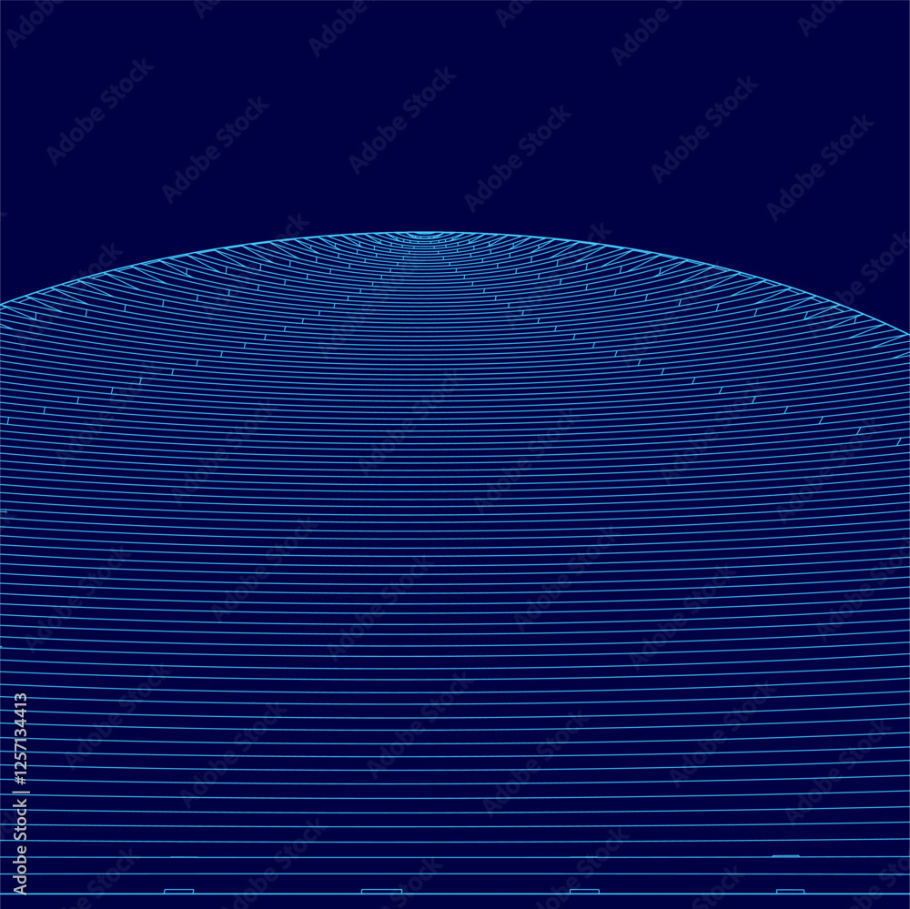 Poster a blue image of a spiral with a blue background. the spiral is made up of many lines and he is a com