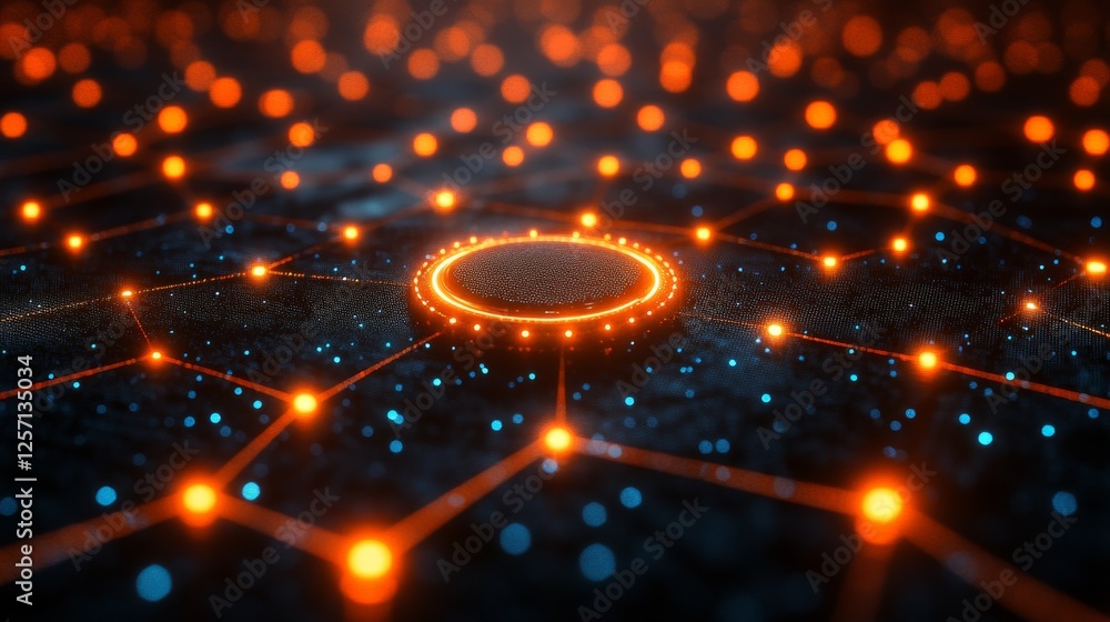 Poster illuminated network: a vibrant web of data connections, seamless integration, and technology converg