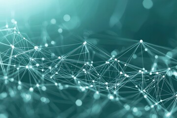 Obraz premium Connected dots in teal form abstract pathways visualizing futuristic data.
