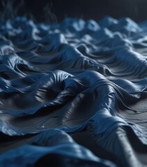 Mysterious blue veils with wavy ripples and undulations in the background, unnerving, abstract, enigmatic