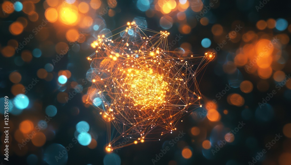 Poster abstract connectivity of information clusters , vibrant network streams in motion.