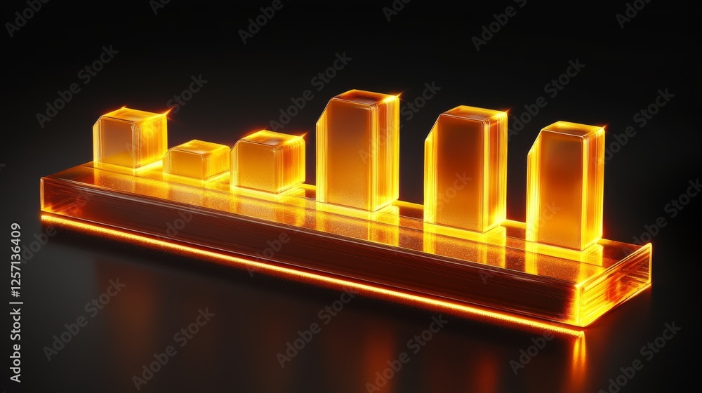 Aufkleber Transparent D bar graph with glowing edges, set against a dark background for a modern, tech-inspired look