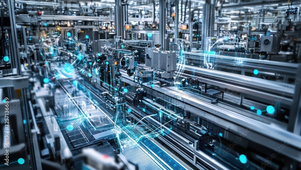 Poster industrial workspace optimized with cutting-edge automation and robotics technology.