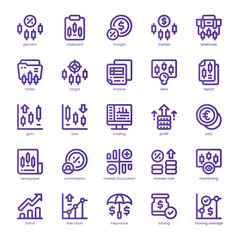 Financial Market Icon pack for your website, mobile, presentation, and logo design. Financial Market Icon basic line gradient design. Vector graphics illustration and editable stroke.