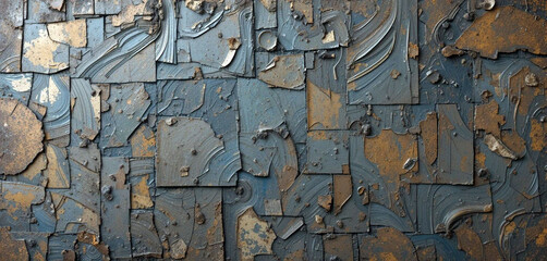 Obraz premium Vintage Rusted Iron Surface Background with Weathered and Grunge Effect - Patterns Background