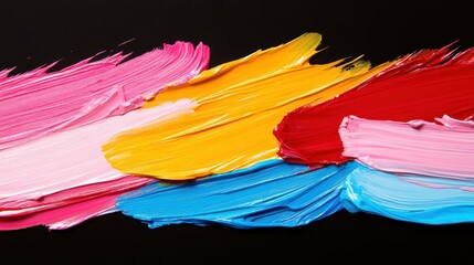 Colorful Paint Strokes on a Black Surface Abstract Art