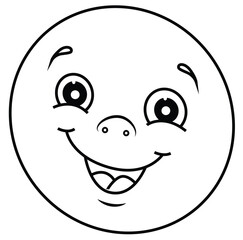 Cute cartoon hand drawn vector Smiley Face coloring page.