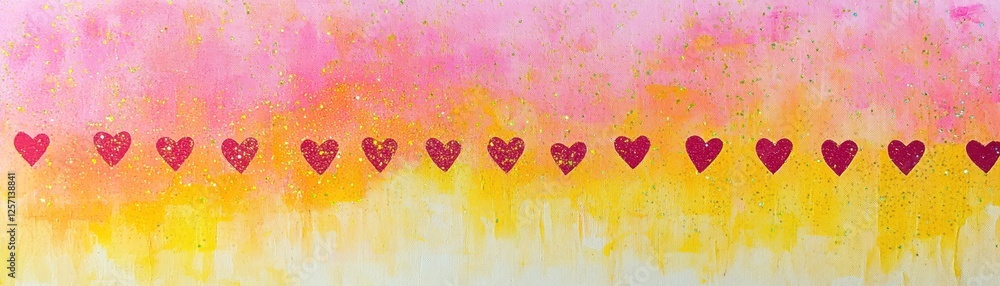 Poster string of red hearts against a dreamy background