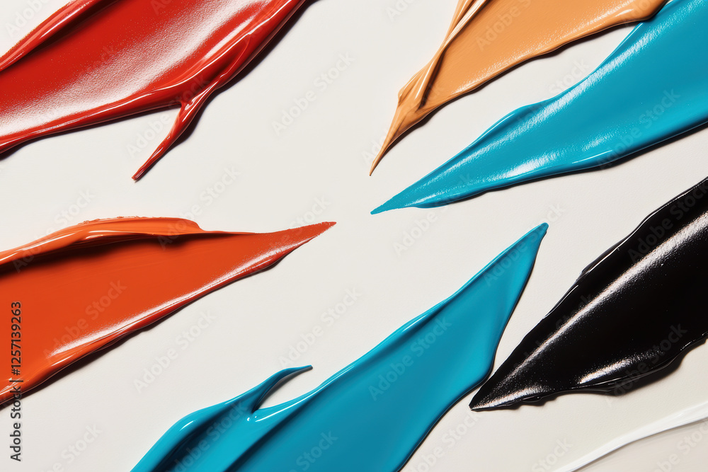 Poster colorful abstract brush strokes on white canvas creating dynamic art form