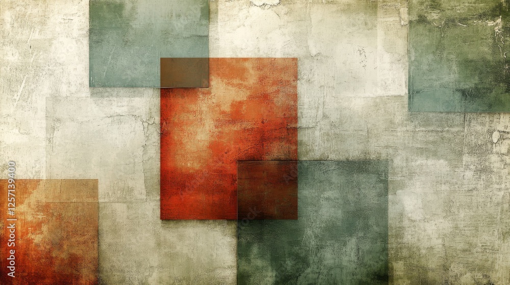Poster abstract textured background featuring overlapping colored squares and rectangles