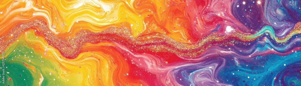 Aufkleber abstract colorful background shows fluid art with glittering effect