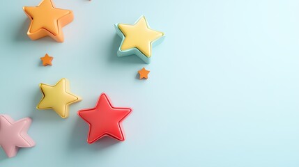 Obraz premium Five Star Review and Best Quality Sign Isolated on White 3D Background: Success Ranking, Rate Bubble, Customer Experience Feedback, and Excellent Product Service Rank Concept