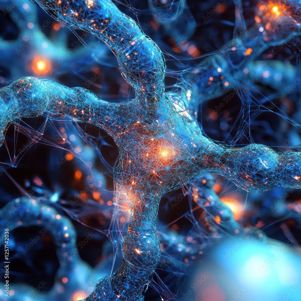 Poster complex intertwining plexus designs represent algorithmic complexities.