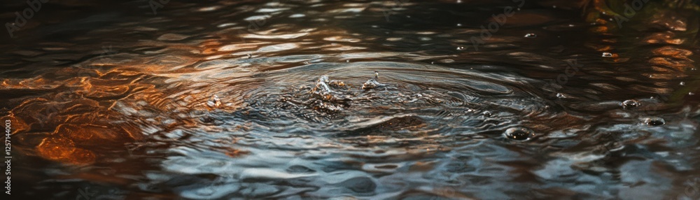 Poster Water droplets create ripples in a mesmerizing display of light