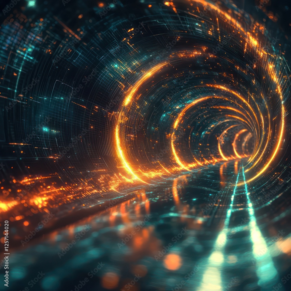 Poster bright sonic waves shifting in real-time, illuminating structured rhythmic digital movement.