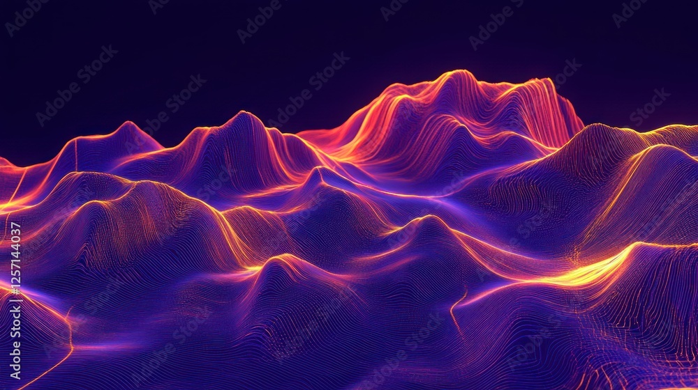 Aufkleber abstract landscape glows with digital rendering in vibrant hues