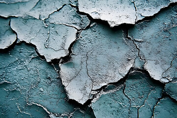 Cracked teal paint texture, close-up detail, grunge background, design
