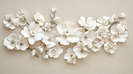 White Flowers Artistically Arranged on a Soft Paper Background