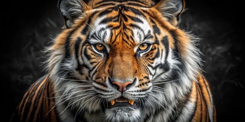 Fototapeta premium Majestic Tiger Staring Fiercely with Intense Eyes and Striking Fur