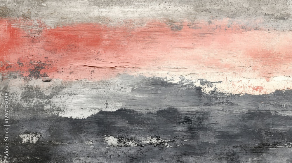 Poster abstract painting features textured layers of color and form