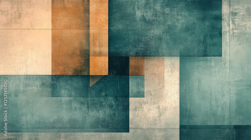 Poster abstract composition of geometric shapes with muted color palette