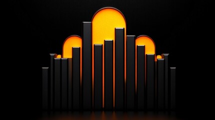 Abstract Audio Waveform Design with Orange and Black Elements