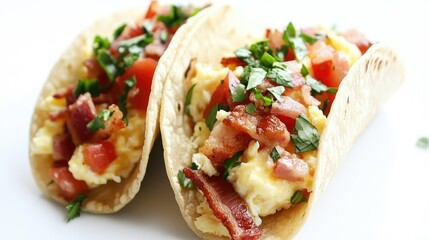 Delicious Breakfast Tacos with Scrambled Eggs and Bacon