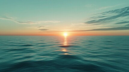 Obraz premium Vibrant Teal Ocean Sunset with Colorful Reflections in the Sky