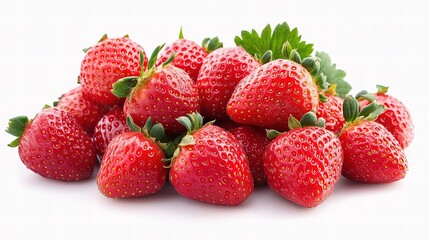 Fresh Strawberries Arranged Neatly on a White Background