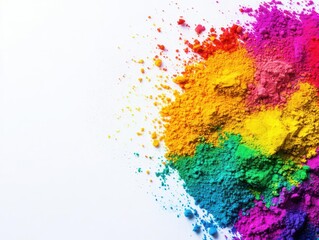Colorful pile of powder in various shades on white background for art and craft projects
