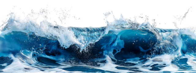 Ocean Wave Crashing White Foam Blue Water