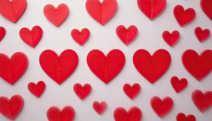 Romantic Valentine's Day Background Featuring Red Heart Cut-Outs for Greeting Cards and Invitations
