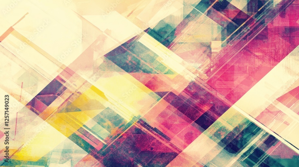 Poster dynamic abstract artwork featuring intersecting planes and vibrant colors