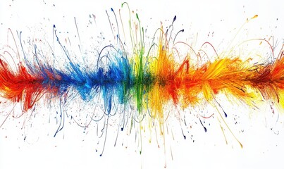 Colorful paint explosion, abstract art, white background, vibrant energy, design element