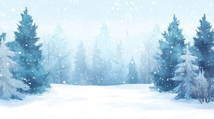 Fototapeta premium Snow and Winter Forest as Background: A Serene and Icy Landscape for Cold Season Imagery