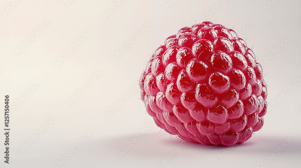 Aufkleber fresh single raspberry with detailed texture on plain background