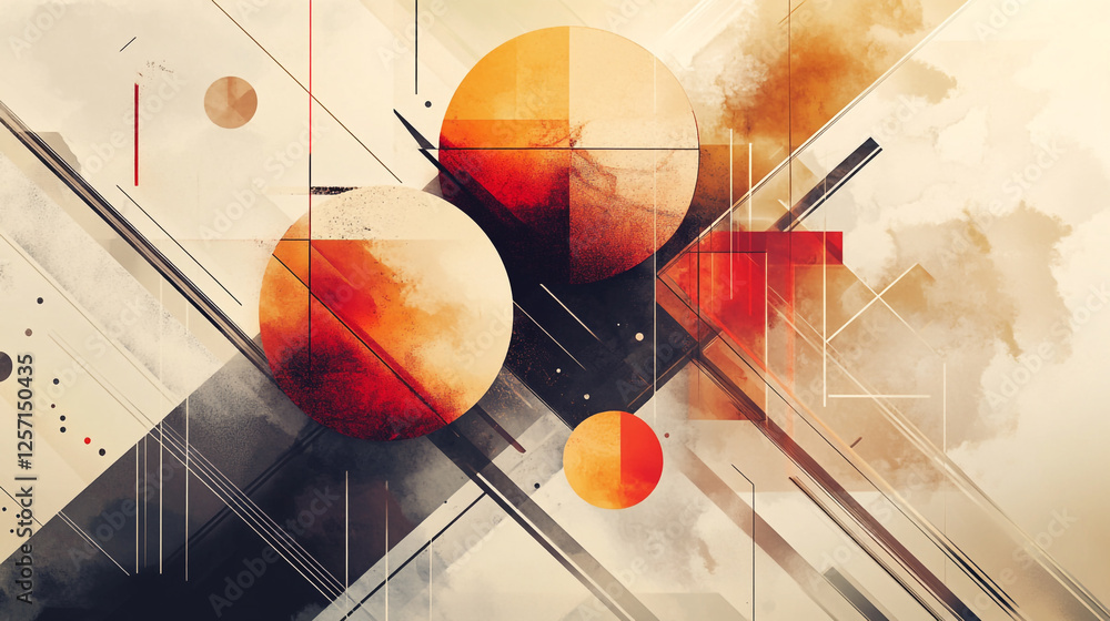 Poster modern background with dynamic lines and shapes, abstract geometric patterns created with translucen