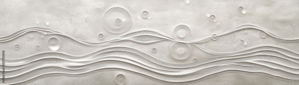 Poster Abstract waves and circular elements in a monochromatic textured background