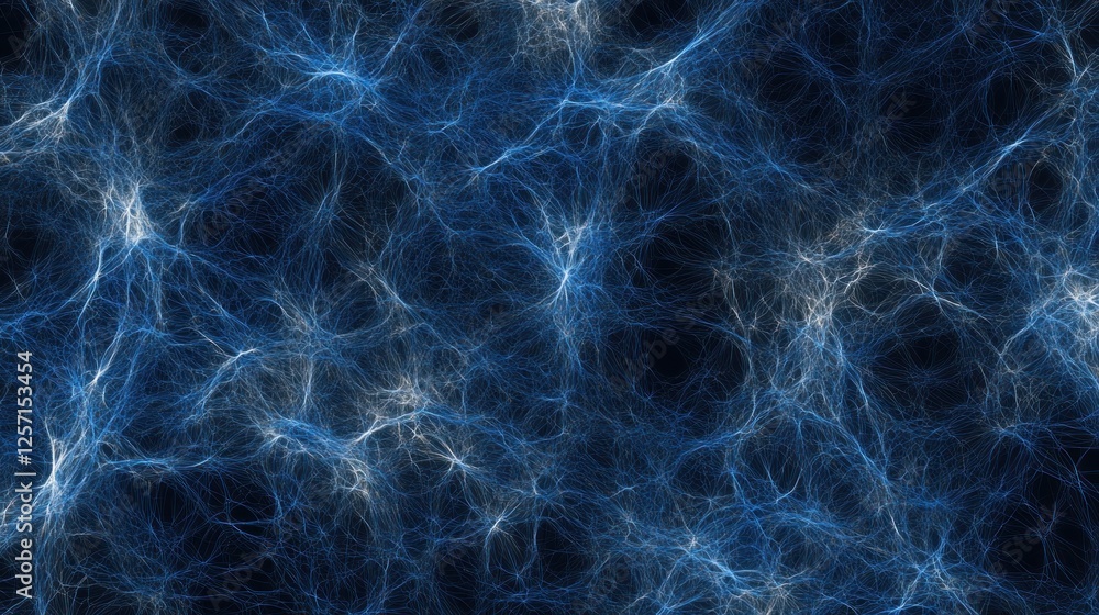 Poster Blue and white network patterns spread across a dark backdrop