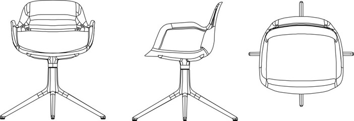 silhouette vector sketch illustration of office work chair detail design with modern design 
