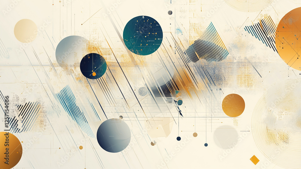 Poster modern background with dynamic lines and shapes, abstract geometric patterns created with translucen