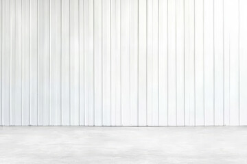 Bright and clean industrial space with white vertical panel walls and concrete floor