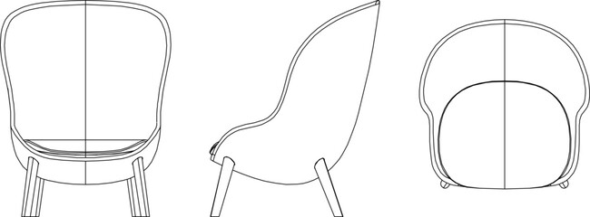silhouette vector sketch illustration of modern lounge chair detail design for home terrace 