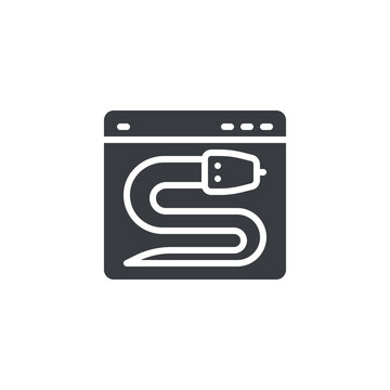 A snake wrapped around a code window vector icon