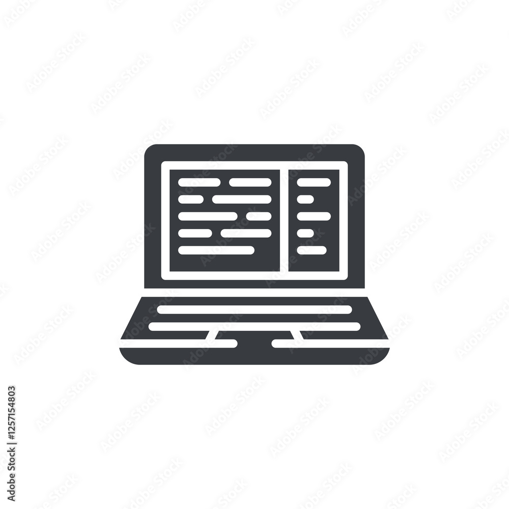 Poster laptop screen displaying text vector icon