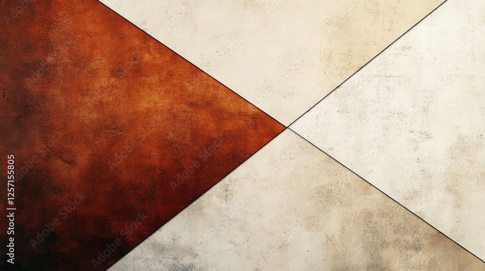 Poster abstract composition of brown and beige intersecting triangle shapes