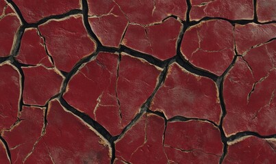 Cracked red earth surface, drought texture background