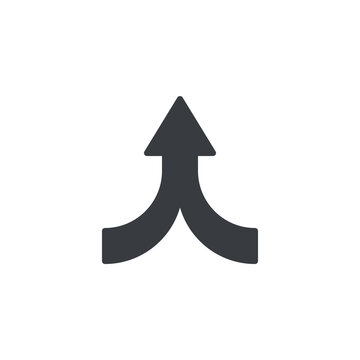 Two arrows converging into one vector icon