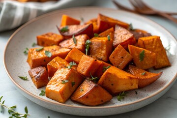 Roasted sweet potato on a plate
