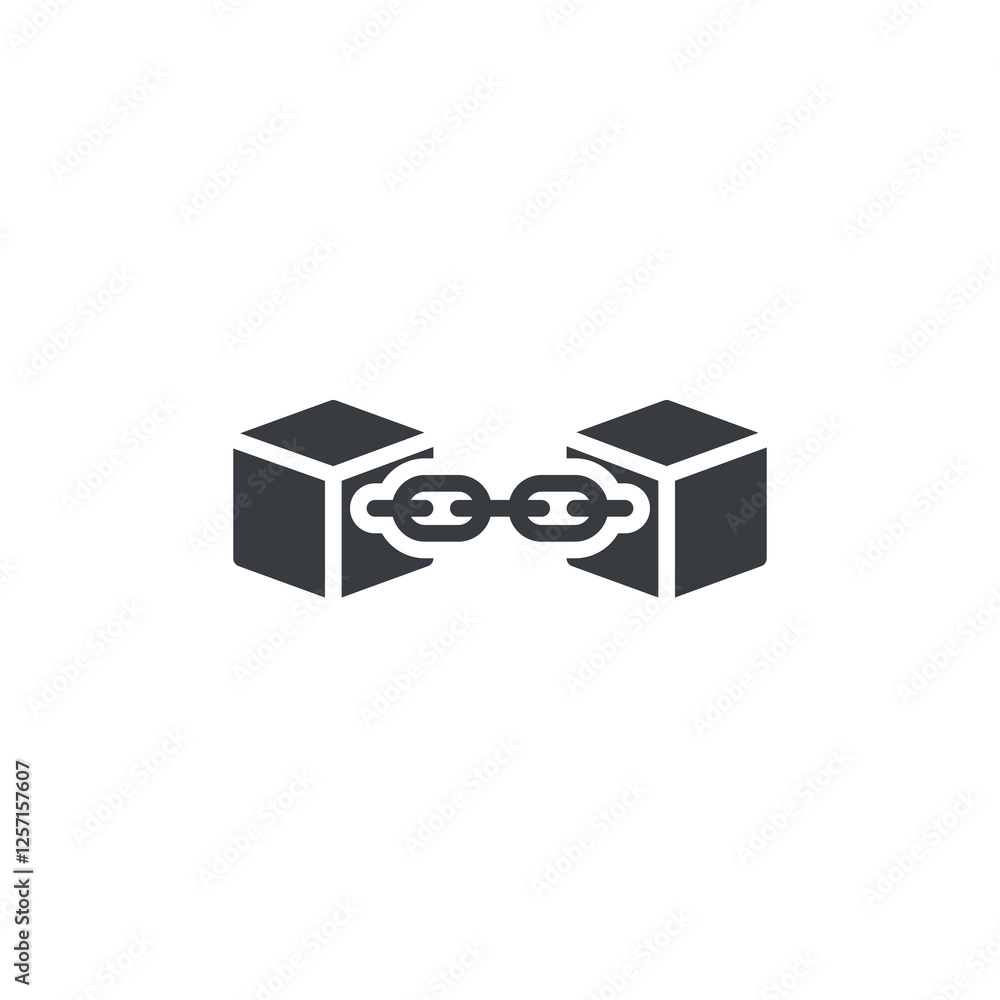 Poster a chain link with digital blocks vector icon